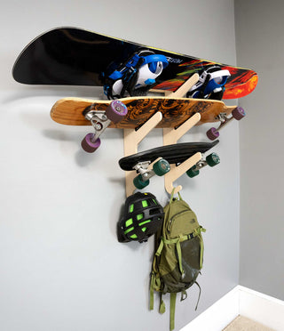 Bamboo Skateboard Rack & Snowboard Rack - The Moloka'i Series, Birch, Trip