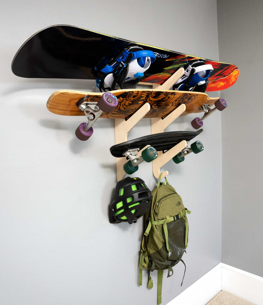 Bamboo Skateboard Rack & Snowboard Rack - The Moloka'i Series, Birch, Trip