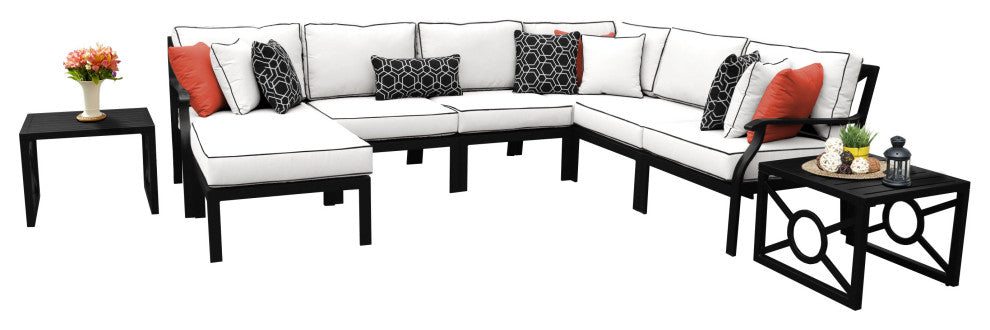 kathy ireland Madison Ave. 9 Piece Aluminum Patio Furniture Set 09b, Snow