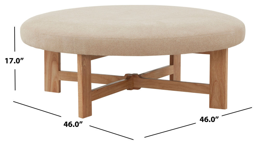 Safavieh Couture Vinny Faux Shearling Ottoman, Tan/Natural