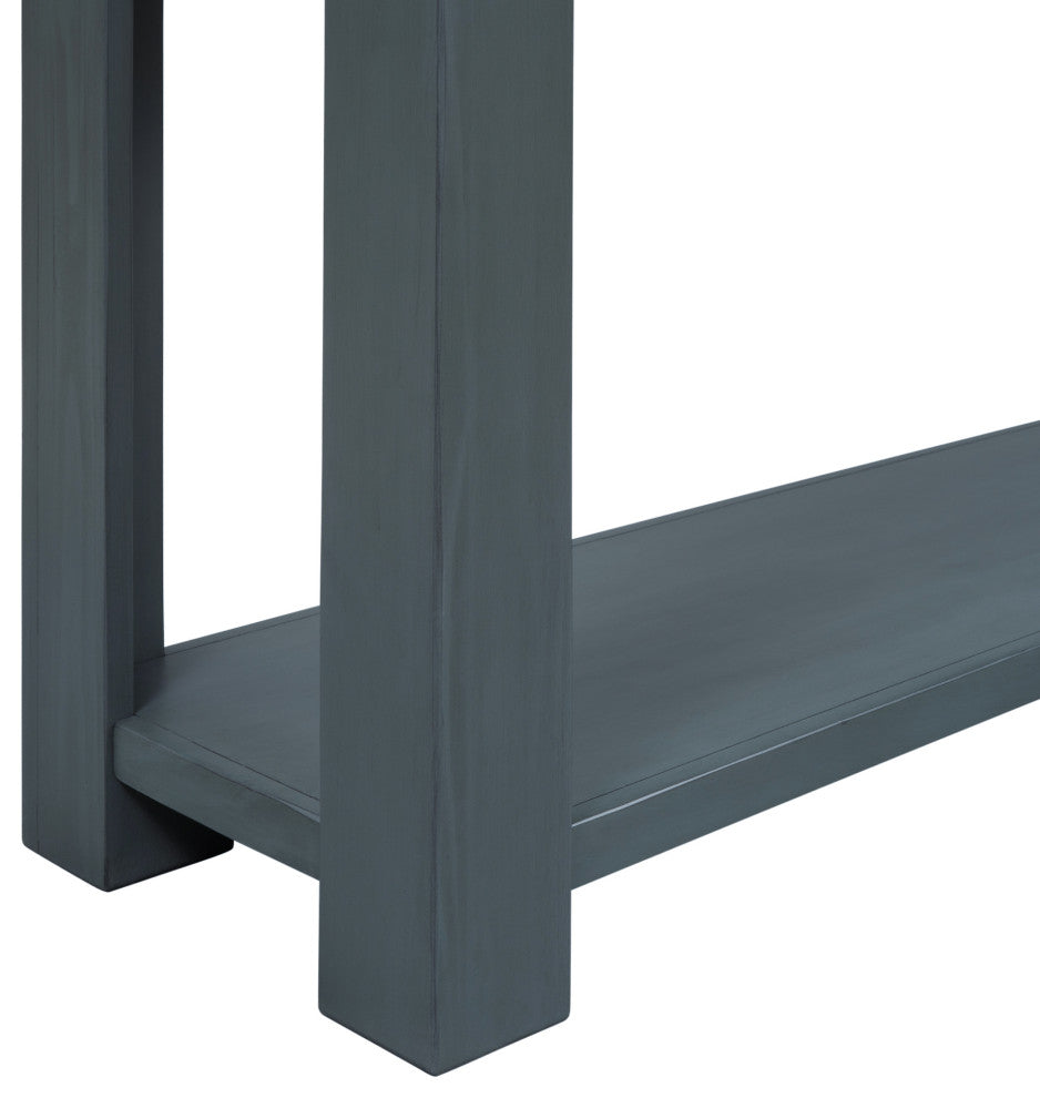 TATEUS 63" Console Table Hallway Sofa Table With Storage Drawers Bottom Shelf, Navy