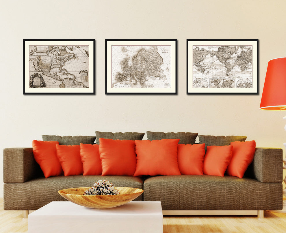 Europe Vintage Sepia Map Canvas Print, 16"x21"