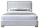 Nolita Linen Textured Fabric Upholstered Bed, Gray, Full, Natural Finish