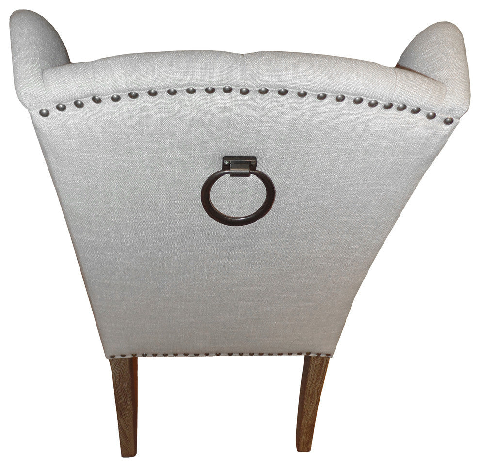 Tufted High Back Linen Chair