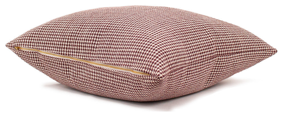 Crimson Houndstooth Cushion Cover, 20" X 20"