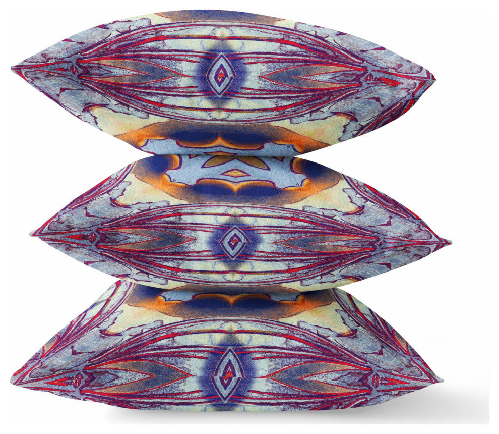 20" Indigo Yellow Geo Tribal Suede Throw Pillow