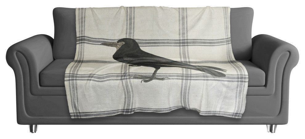 Raven on Plaid 50x60 Sherpa Fleece Blanket