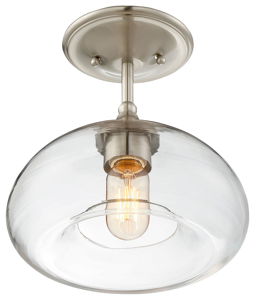 1-Light Semi-Flush Mount, Brushed Nickel