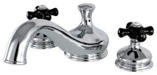 Heritage Onyx Roman Tub Filler w/ Black Porcelain Cross H& le, Oil Rubbed Bronze