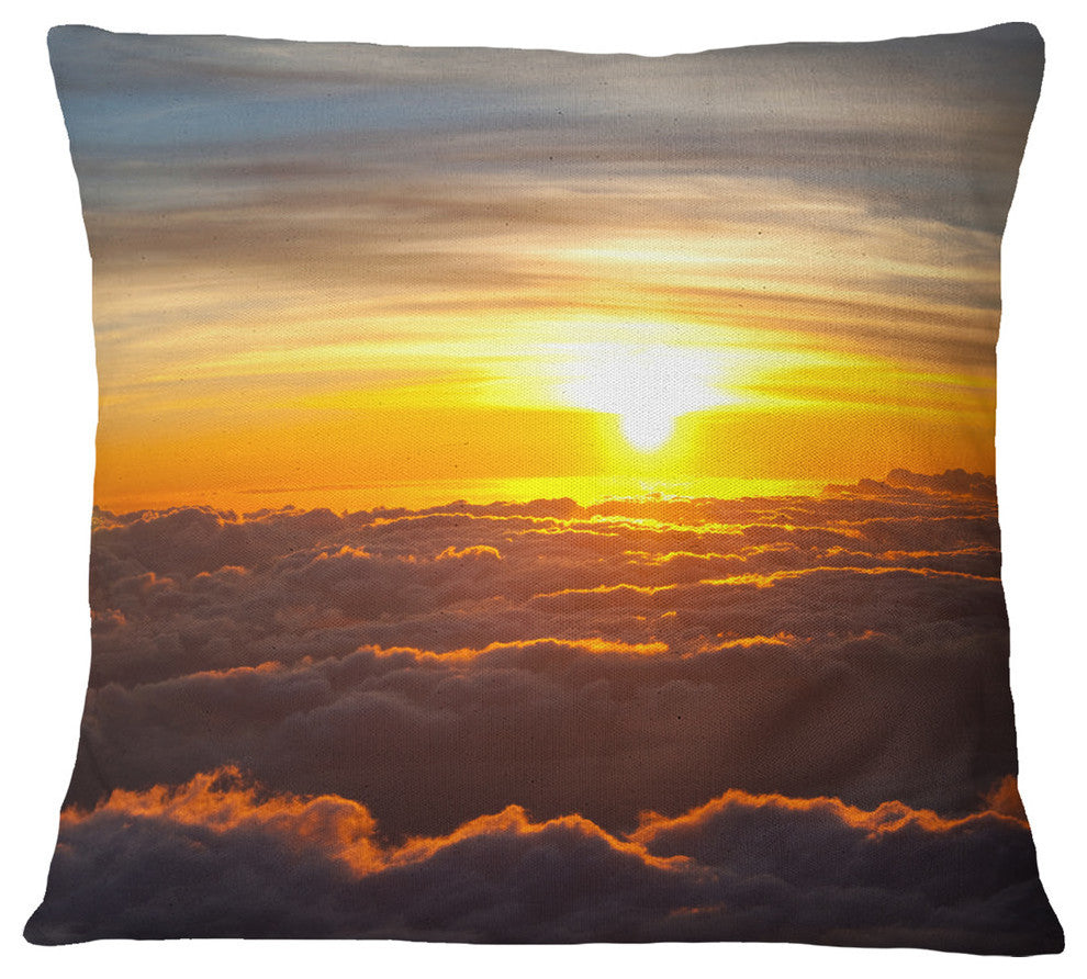 Fantastic Sunset Sky and Clouds Landscape Printed Throw Pillow, 18"x18"