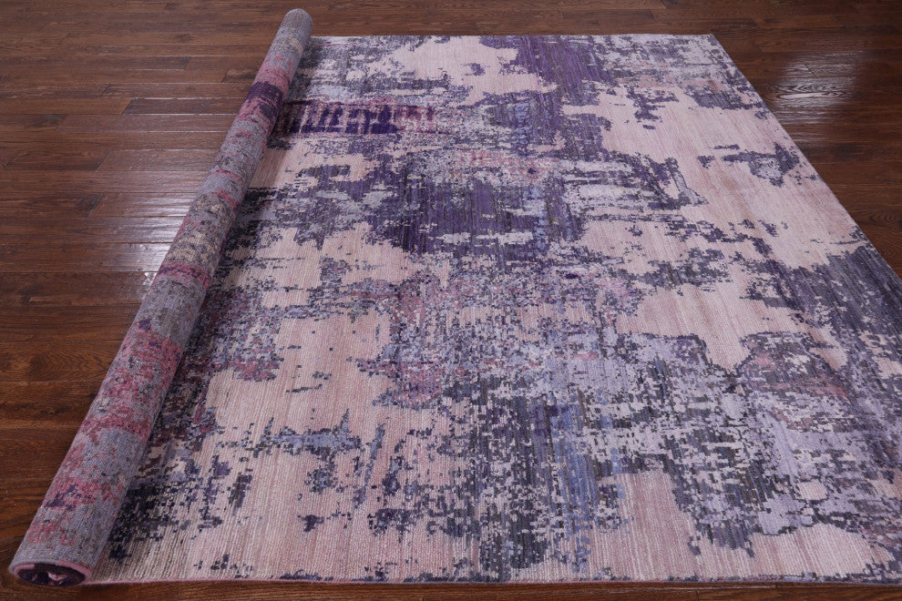 8' 1" X 10' 0" Wool and Silk Modern Handmade Rug Q7213