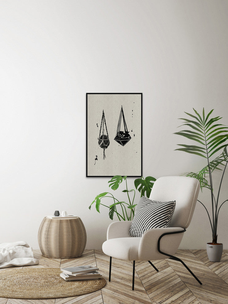 "Flower Sketsa" Floater Framed Painting Print on Canvas, 12"x18"