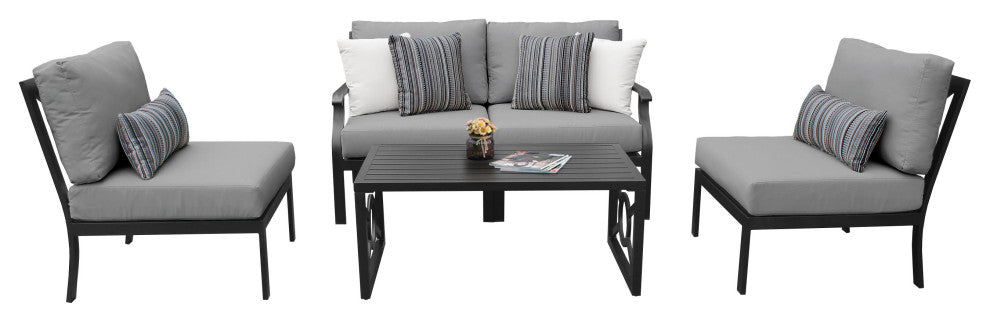 kathy ireland Madison Ave. 5 Piece Aluminum Patio Furniture Set 05d, Slate
