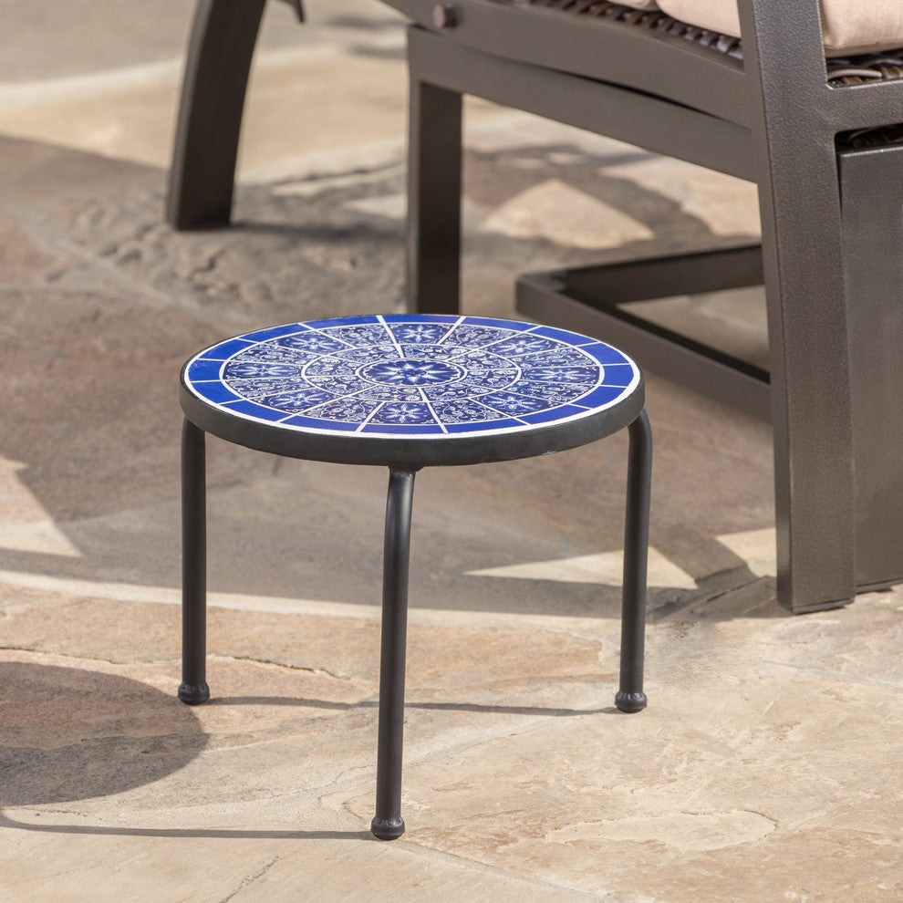 GDF Studio Soleil 10 Inch Outdoor Ceramic Top Plant Stand