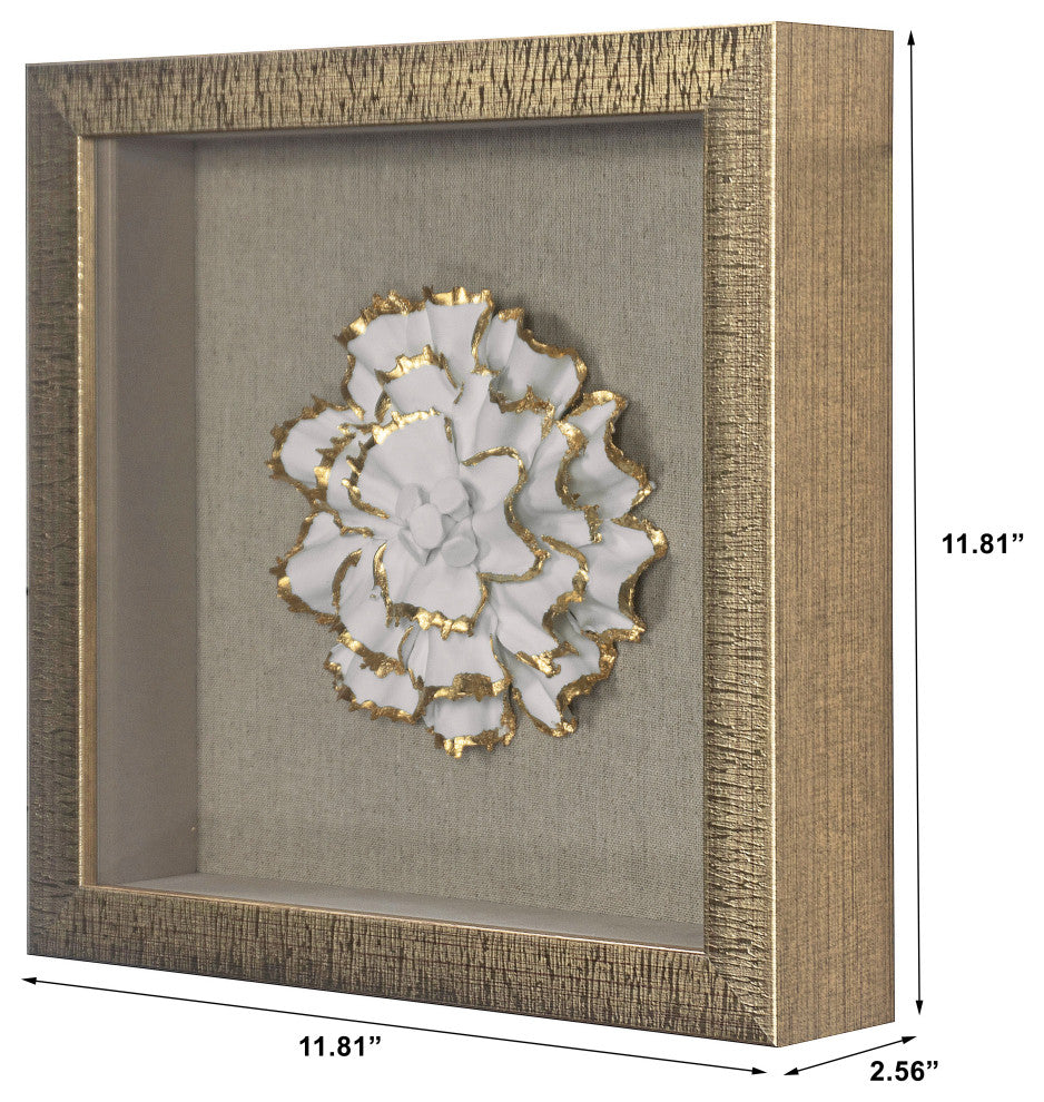 Gold Ceramic Flower Shadow Box Wall DÃ©cor (MS39291BP)