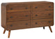 6 Drawers Wooden Dresser, Dark Walnut
