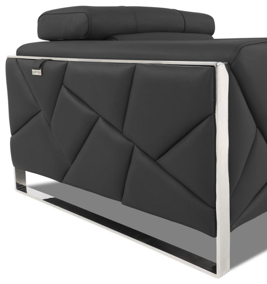 Trento Genuine Italian Leather Modern Chair Dark Gray