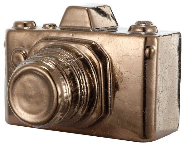 Quirky Vintage Style Camera, Gold