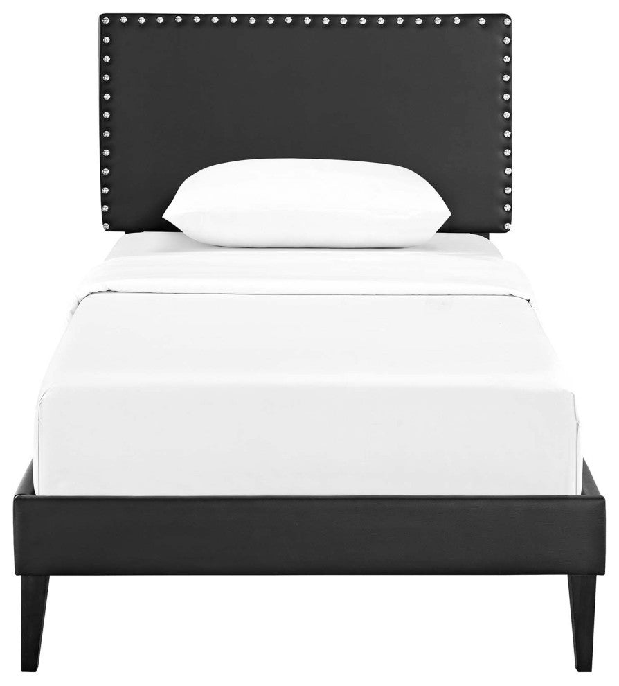 Modway Macie Twin Platform Bed With Squared Tapered Legs, Black