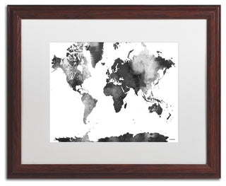 Marlene Watson 'World Map BG-1' Framed Art, Wood Frame, 16"x20", White Matte