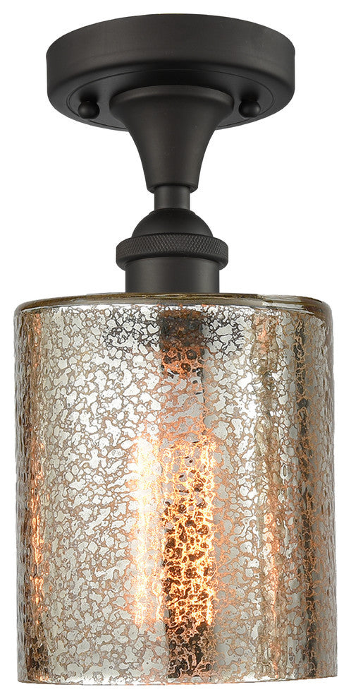 Cobbleskill 1-Light LED Semi-Flush Mount, Oil Rubbed Bronze, Glass: Mercury