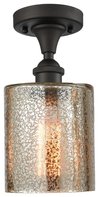 Cobbleskill 1-Light LED Semi-Flush Mount, Oil Rubbed Bronze, Glass: Mercury