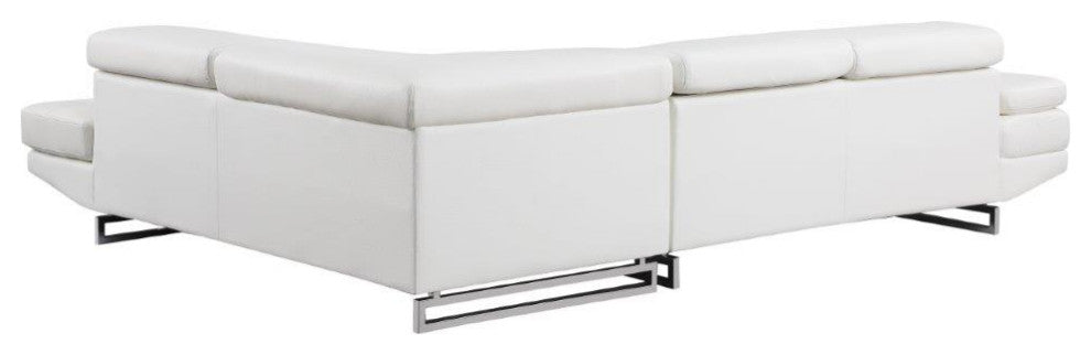 Brooklyn White Leather Air Sectional Right Arm Facing