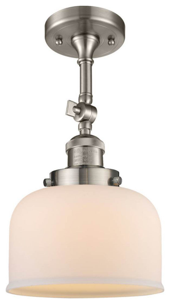 Franklin Restoration Large Bell 1 Light Semi-Flush Mount in Brushed Satin Nickel