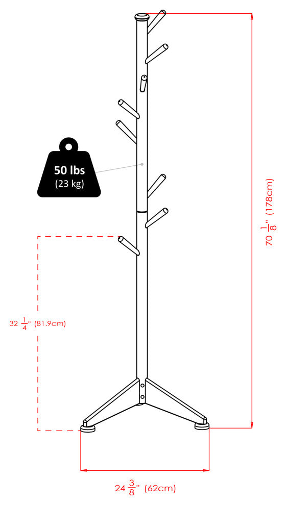 Lily Coat Tree, 9 Pegs, Walnut
