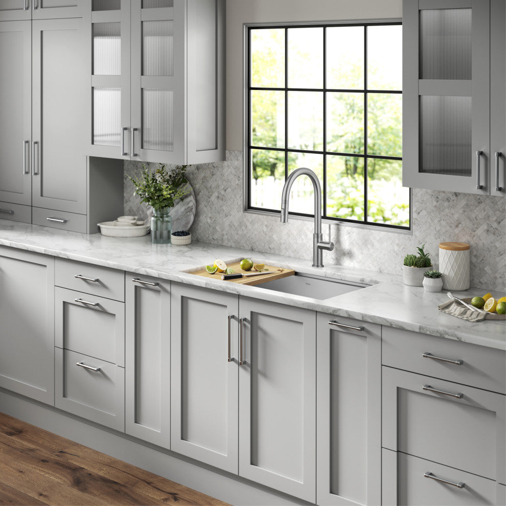 Oletto Pull-Down 1-Hole Kitchen Faucet, Spot Free Stainless Steel