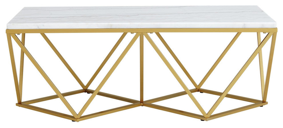Riko Rectangular Coffee Table WithGold Metal Leg