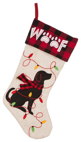 21" LED Embroidered Linen Christmas Stocking, Dog