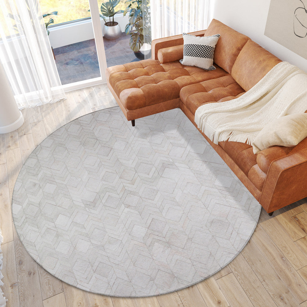 Indoor/Outdoor Stetson SS5 Linen Machine Washable 10' x 10' Round Rug