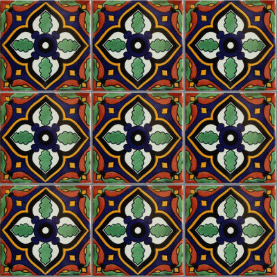 6"x6" Sassari Talavera Mexican Tiles, Set of 4