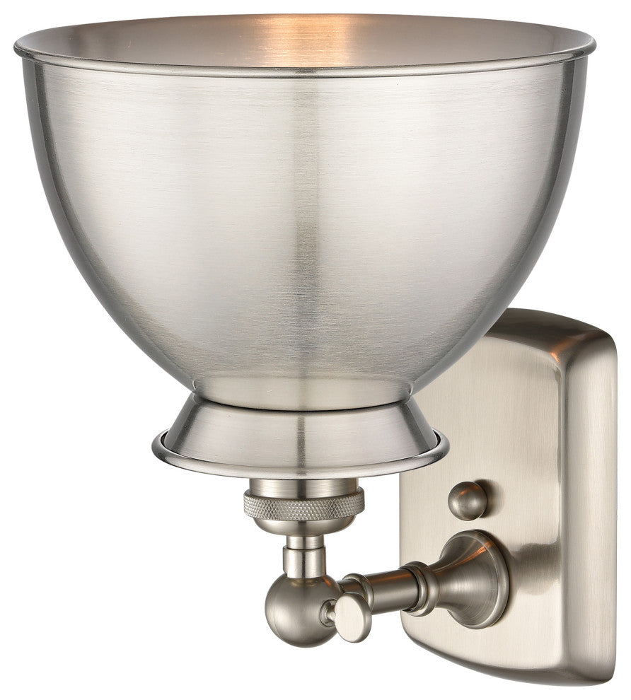 Adirondack 1-Light 8" Wall-Mounted Sconce, Brushed Satin Nickel Shade