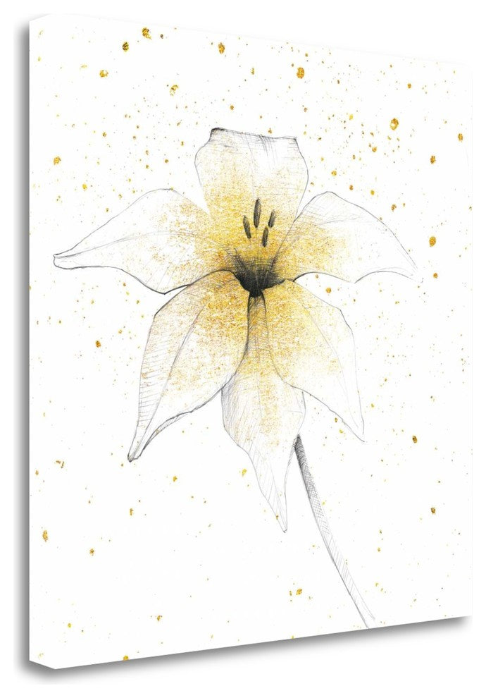 "Gilded Graphite Floral V" By Avery Tillmon, Giclee Print on Gallery Wrap Canvas