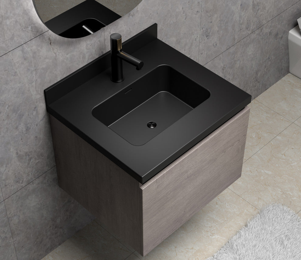 Dyconn Faucet 25" Solid Surface Vanity Top, Black