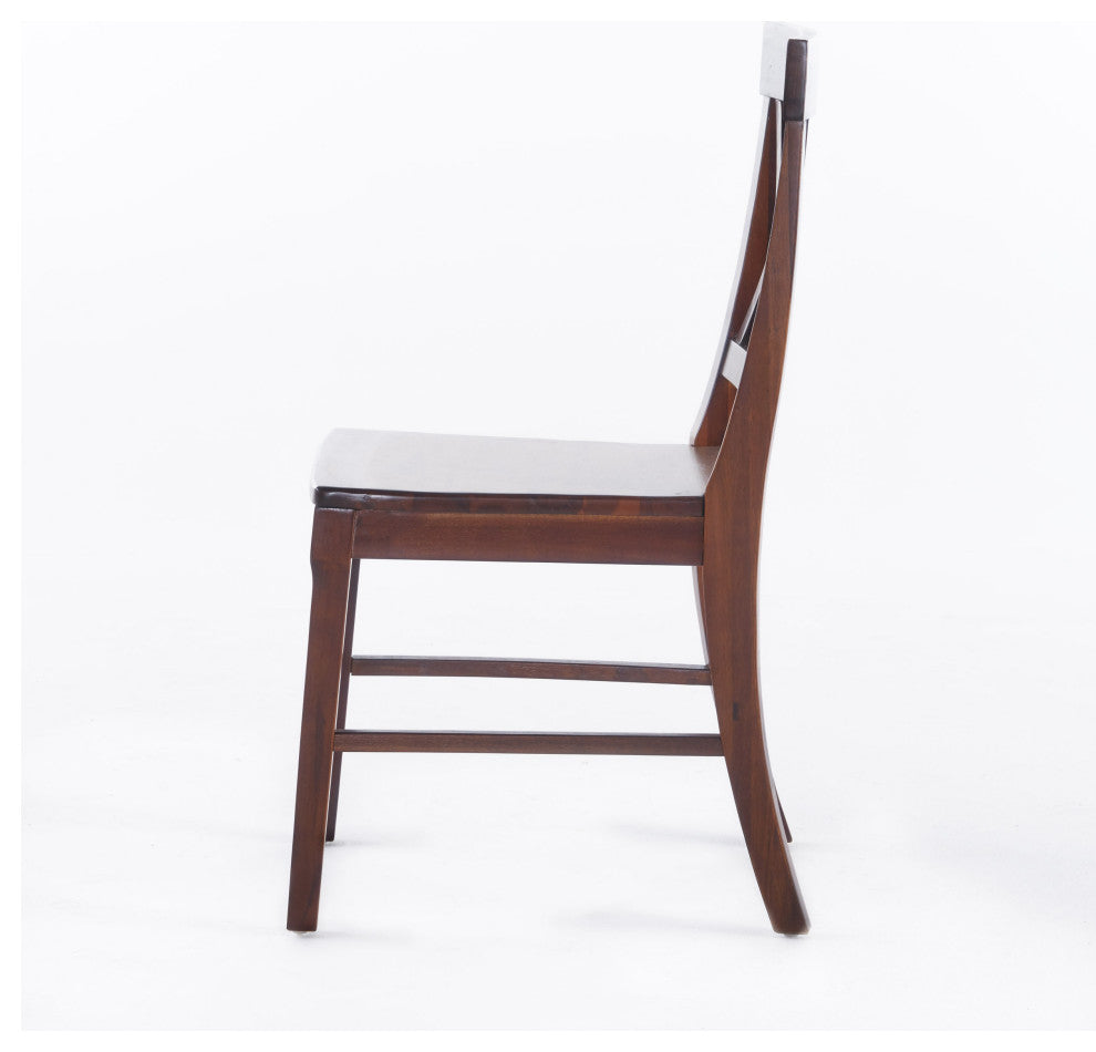 GDF Studio 7-Piece Sambora Farmhouse Dining Set With Rich Mahogany Chairs, Natural Oak