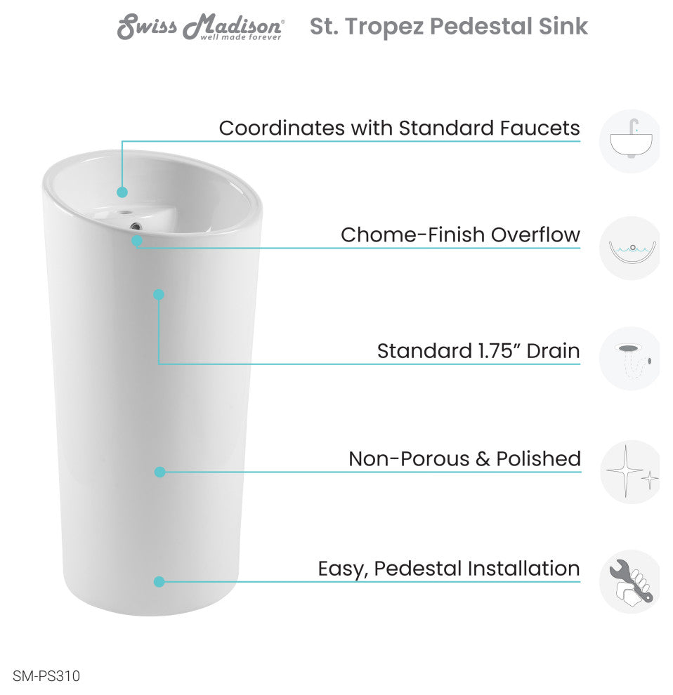 St. Tropez Circular One Piece Pedestal Sink