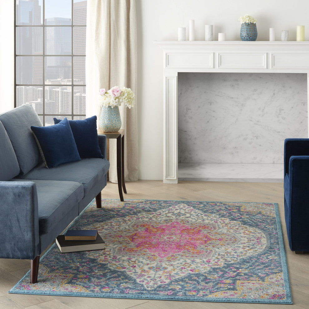5' X 7' Teal Blue Power Loom Area Rug