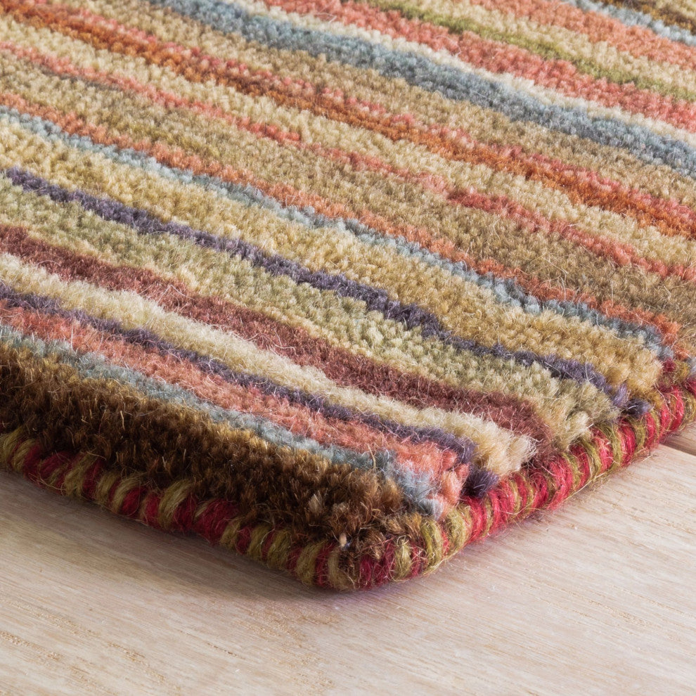 Dash & Albert Brindle Stripe Spice Hand Loom Knotted Wool Rug, Multi, 5' x 8'