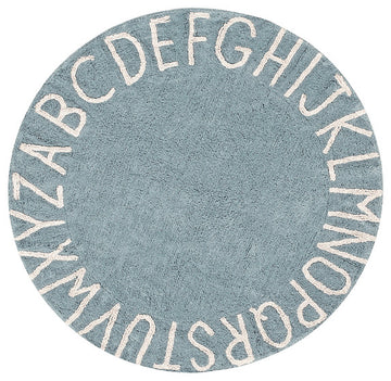ABC Washable Rug, Vintage Blue/Natural