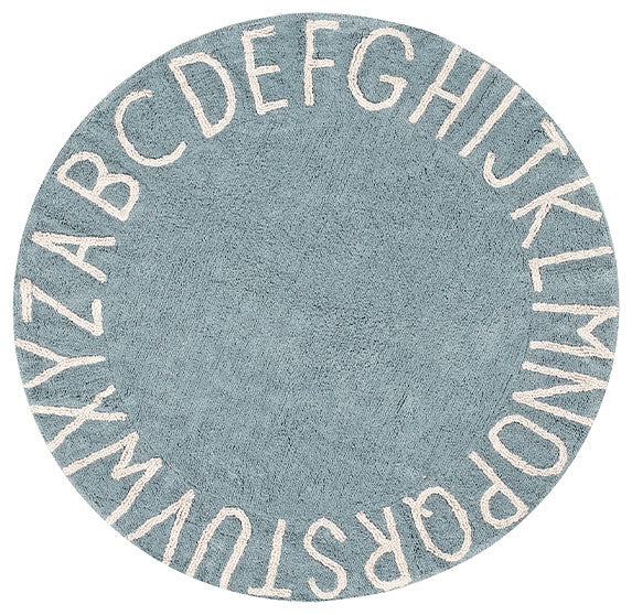 ABC Washable Rug, Vintage Blue/Natural