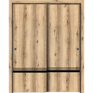 Bypass Doors 48 x 96 | Planum 0012 Oak with  | Sturdy Rails