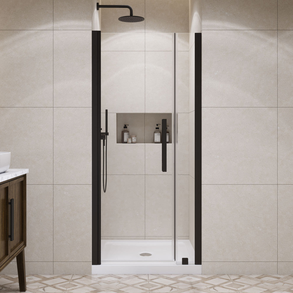 Pasadena 36"Wx36"Dx74 3/4"H Alcove Pivot Shower Kit Black Base
