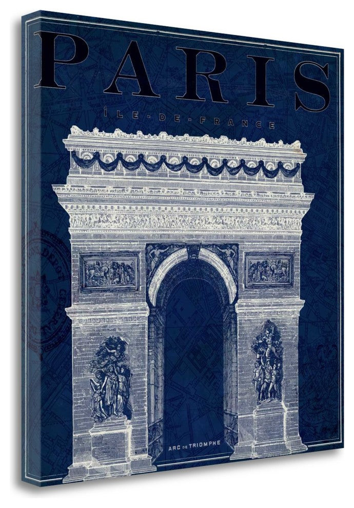 "Blueprint Arc De Triomphe" By Sue Schlabach, Giclee on Gallery Wrap Canvas