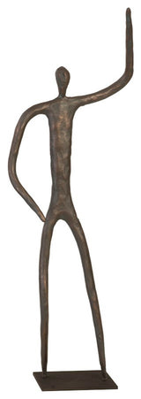 Abstract Figure on Metal Base, Bronze Finish, Arm Up