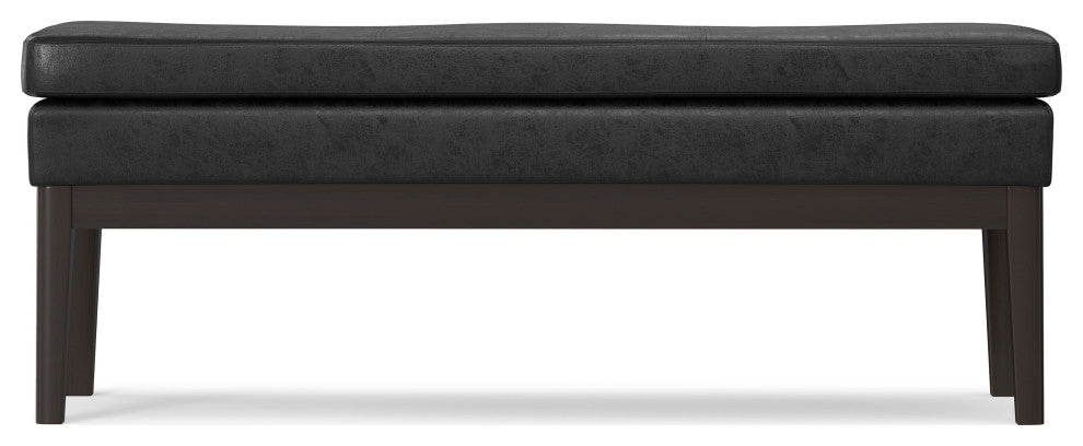 Carlson SOLID HARDWOOD Ottoman Bench, Distressed Black