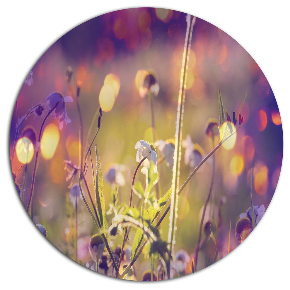 Beautiful Flowers In Meadow, Floral Disc Metal Artwork, 11"