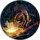Lights Of Gears, Abstract Digital Art Large Disc Metal Wall Art, 11"